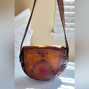 70s tooled leather purse